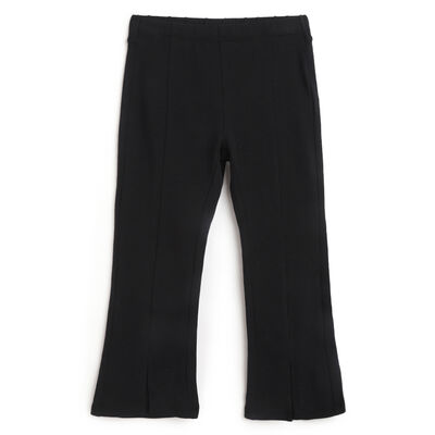 Girls Black Solid Leggings